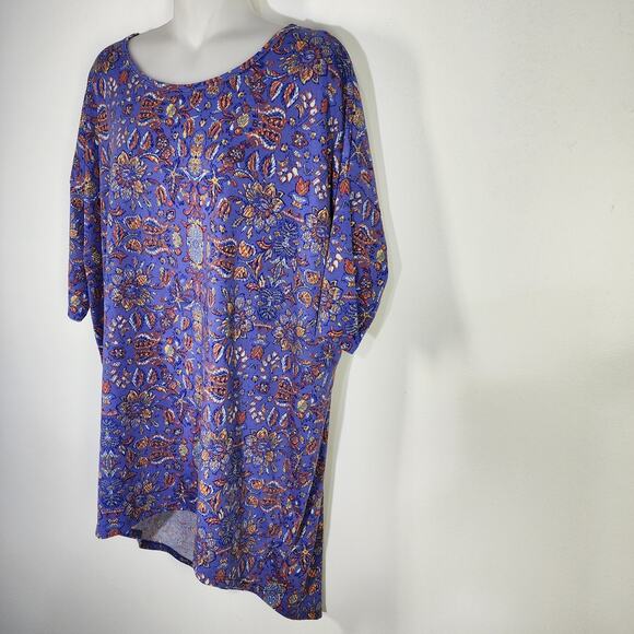 Lularoe Women Irma Tunic T Shirt Multicolor Size Medium Floral Round Neck Hi-Low - Picture 5 of 9